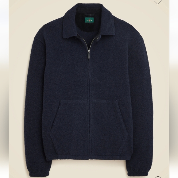 J Crew Wool-blend sweater fleece jacket CF336Sz XL Navy